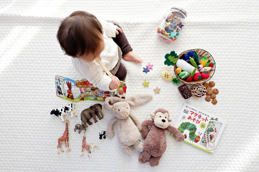 A child playing with toys
